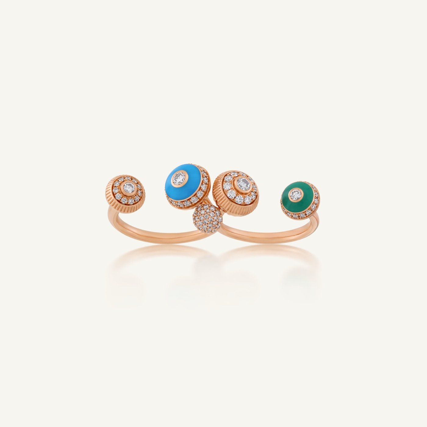 Poetry in Motion Blue-Green Two-Finger Ring