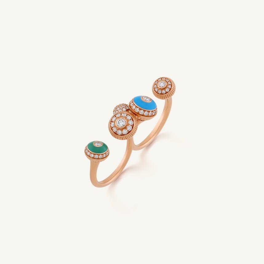 Poetry in Motion Blue-Green Two-Finger Ring