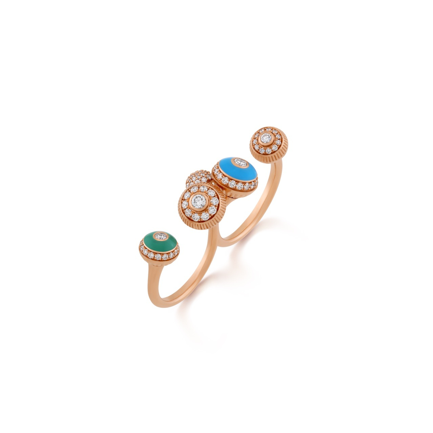 Poetry in Motion Blue-Green Two-Finger Ring