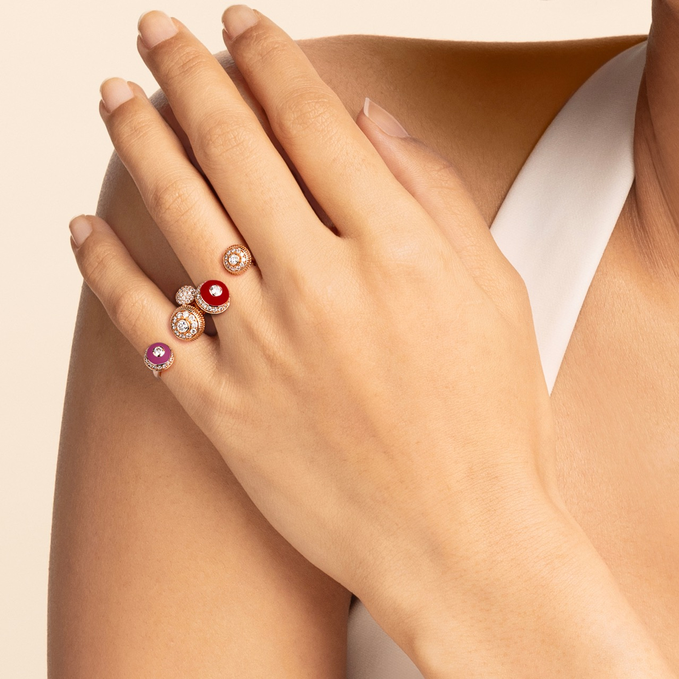 Poetry in Motion Purple-Red Two-Finger Ring