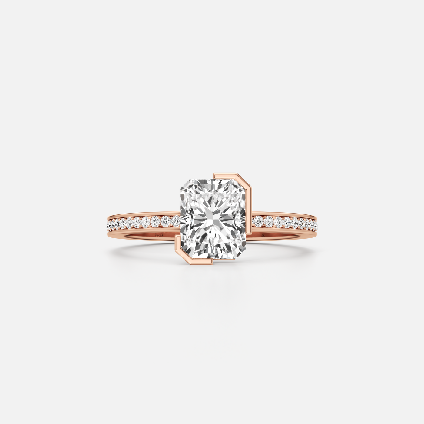 Meta Diamond Radiant Solitaire Pavé Ring