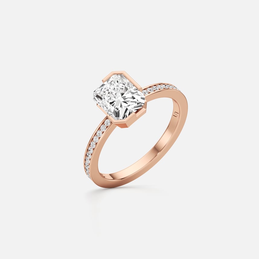 Meta Diamond Radiant Solitaire Pavé Ring