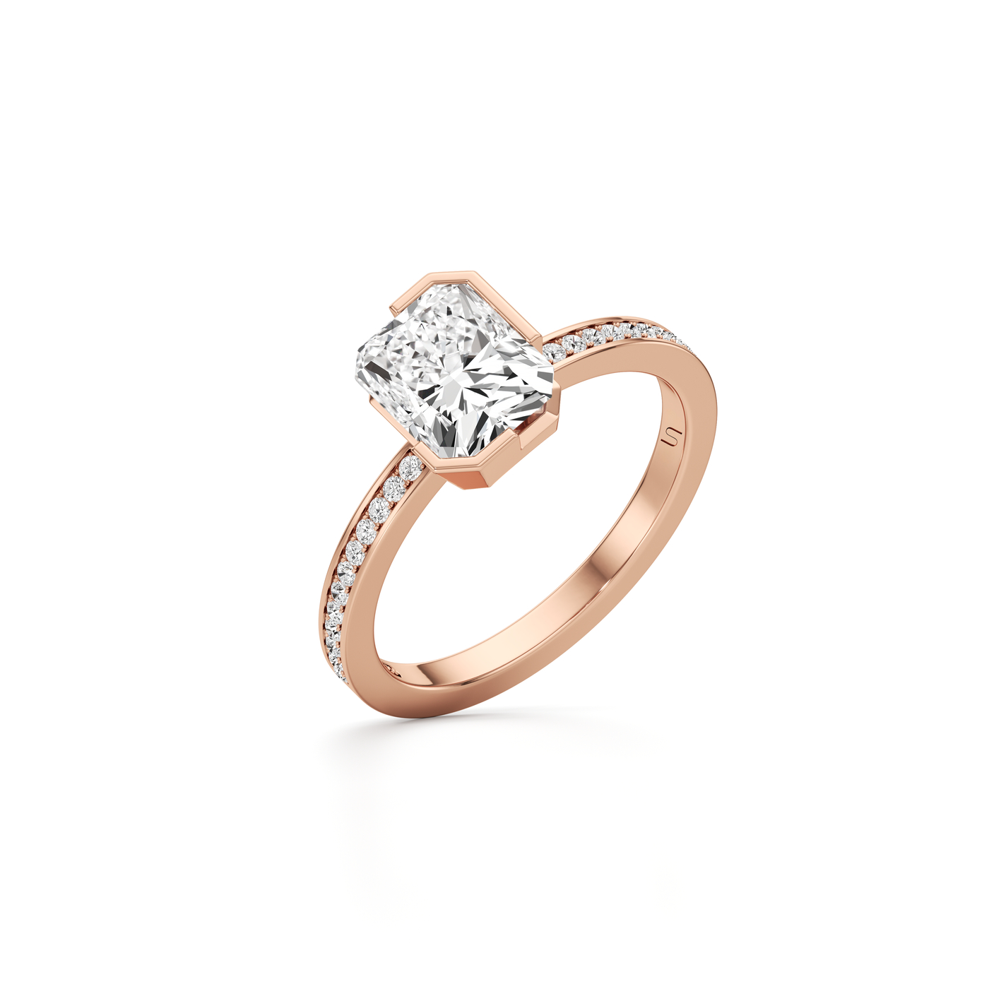 Meta Diamond Radiant Solitaire Pavé Ring