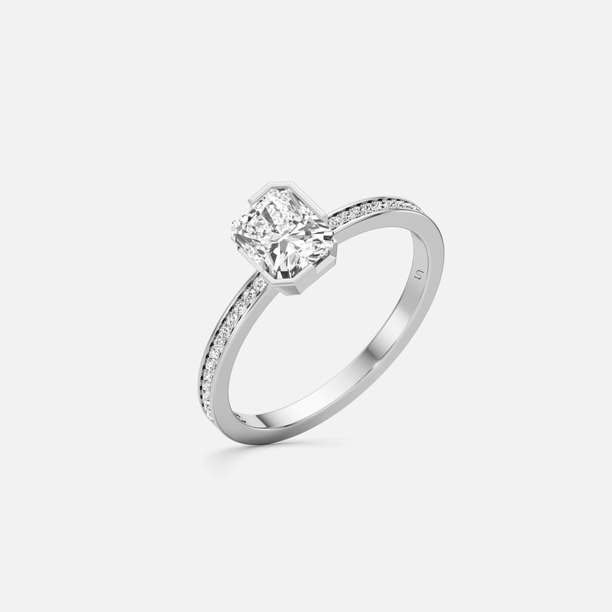 Meta Diamond Radiant Solitaire Pavé Ring