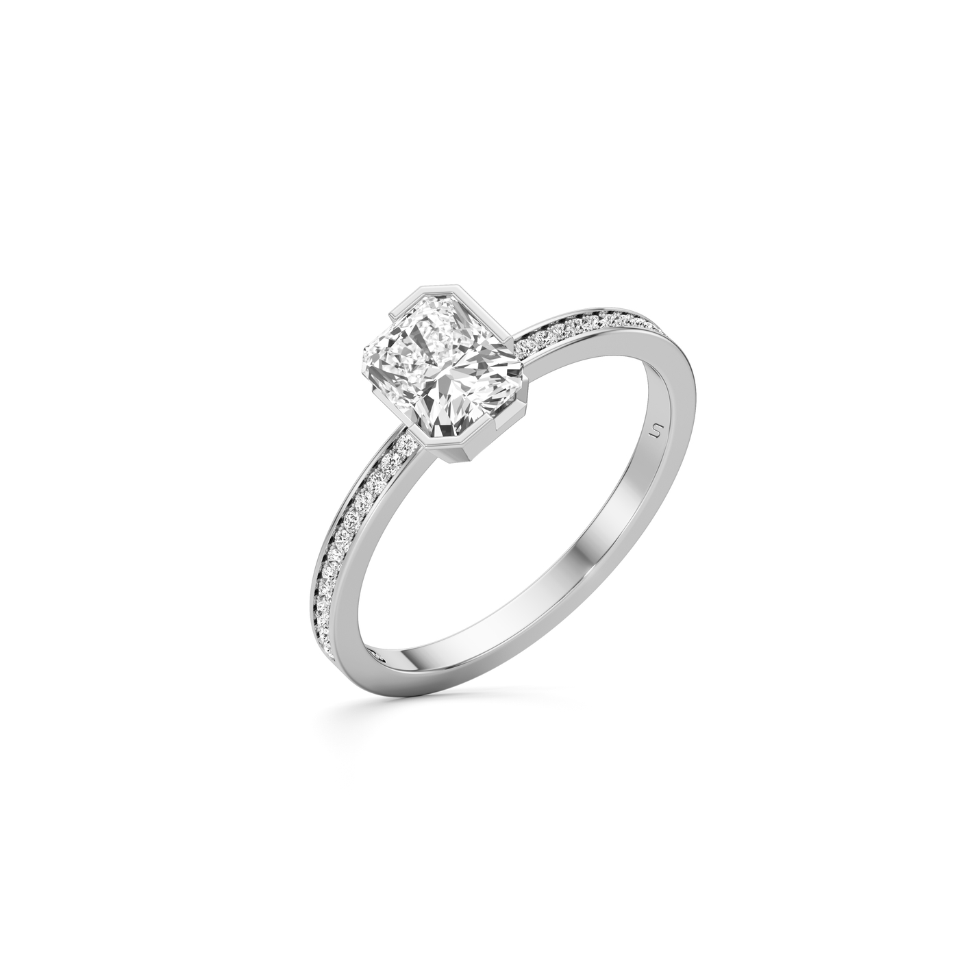 Meta Diamond Radiant Solitaire Pavé Ring