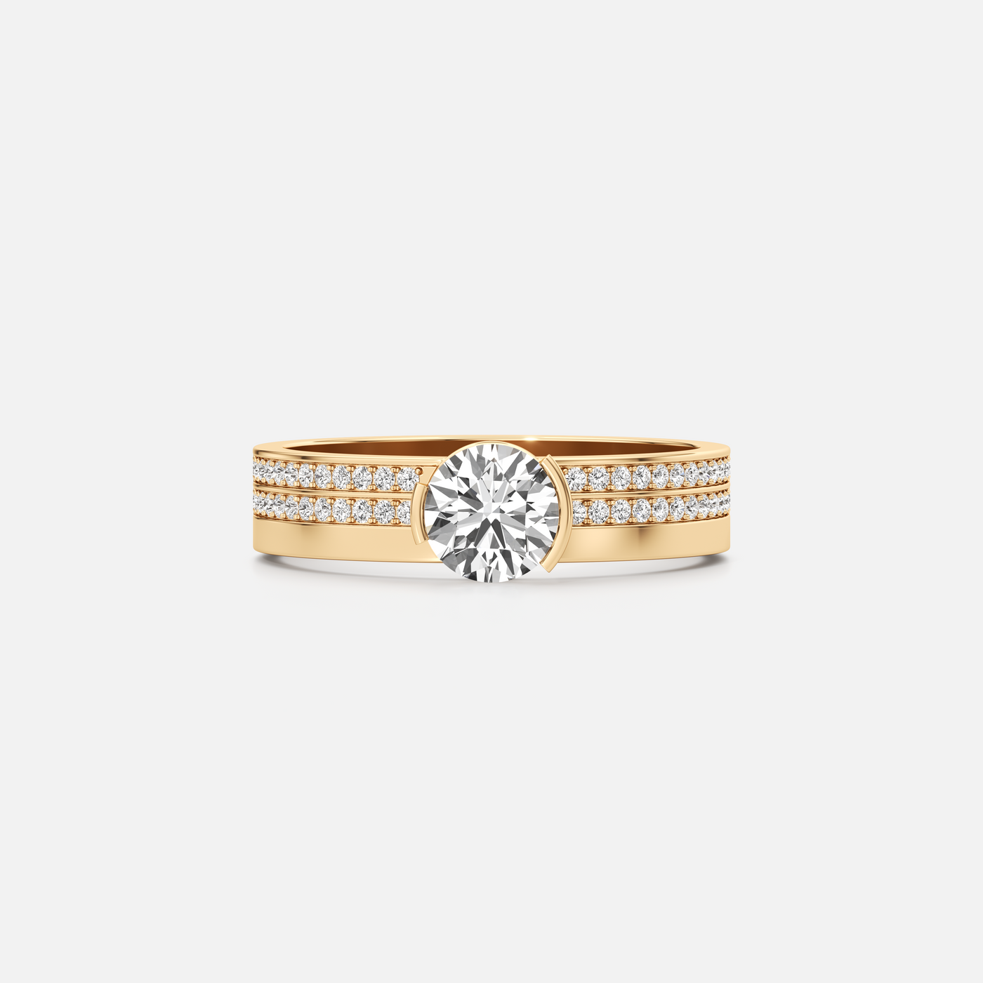 Meta Round Double Pavé Statement Band
