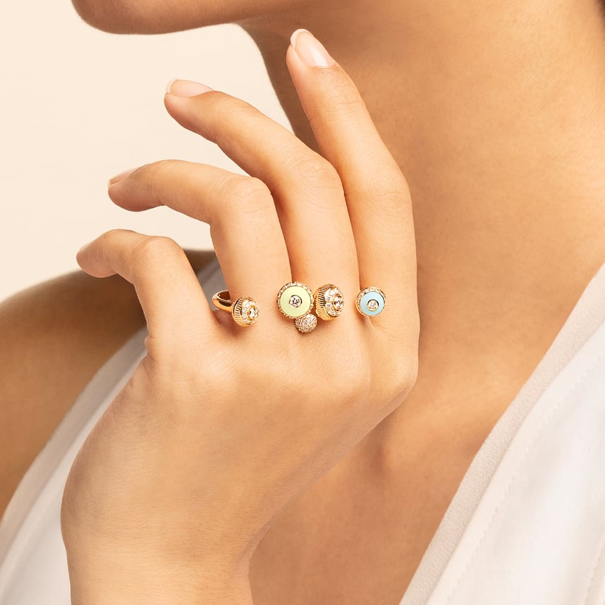 Poetry in Motion Yellow-Green Two-Finger Ring