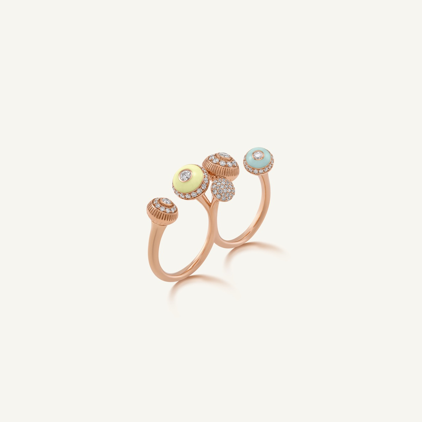 Poetry in Motion Yellow-Green Two-Finger Ring
