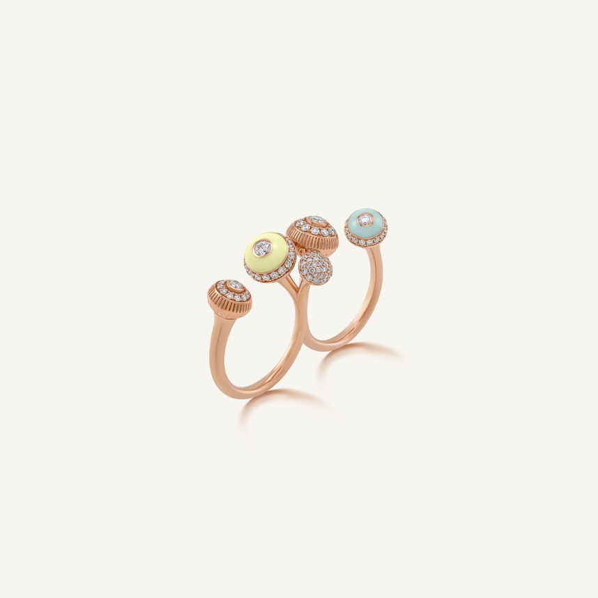 Poetry in Motion Yellow-Green Two-Finger Ring