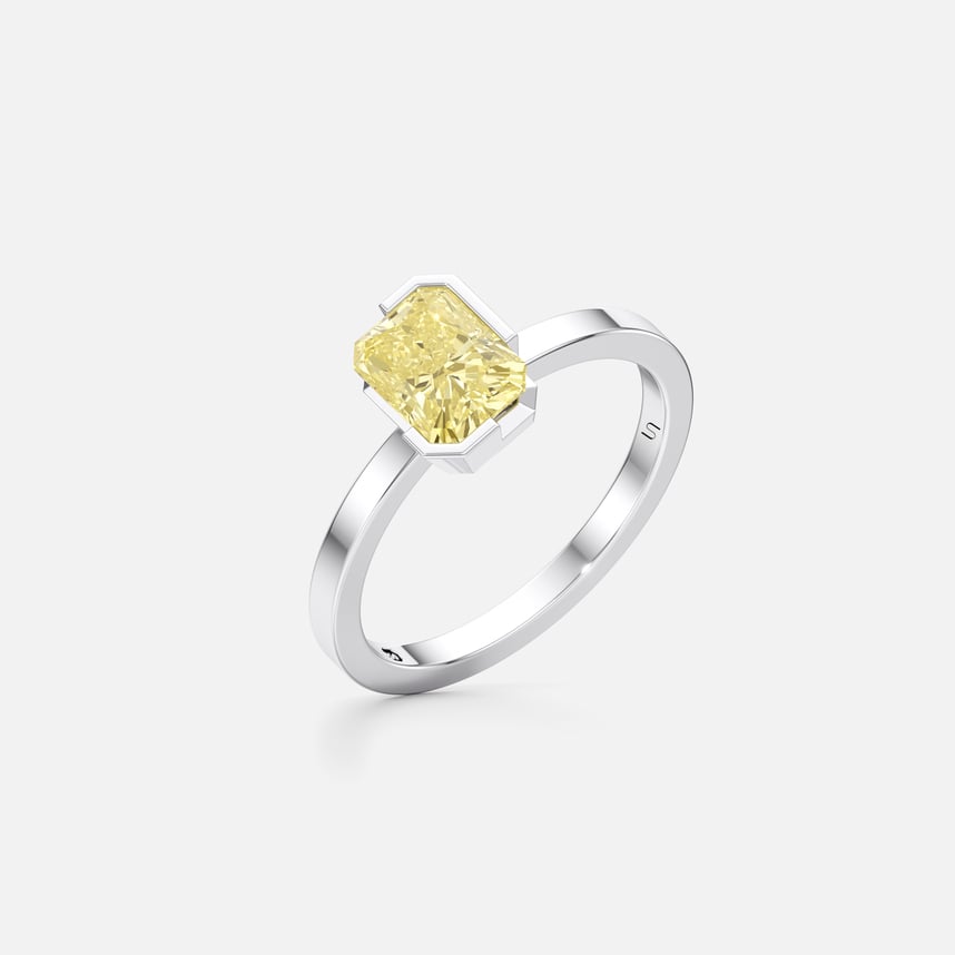 Meta Yellow Diamond Radiant Solitaire Ring