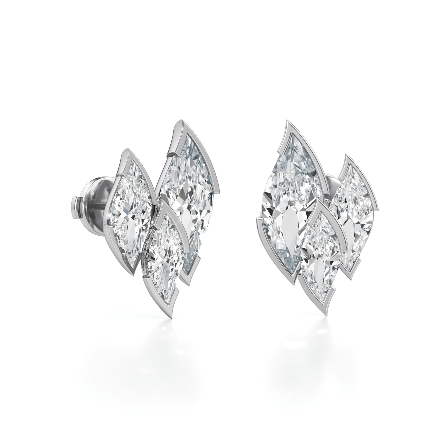 Puces d’oreilles Flame en diamants - Grand Modèle