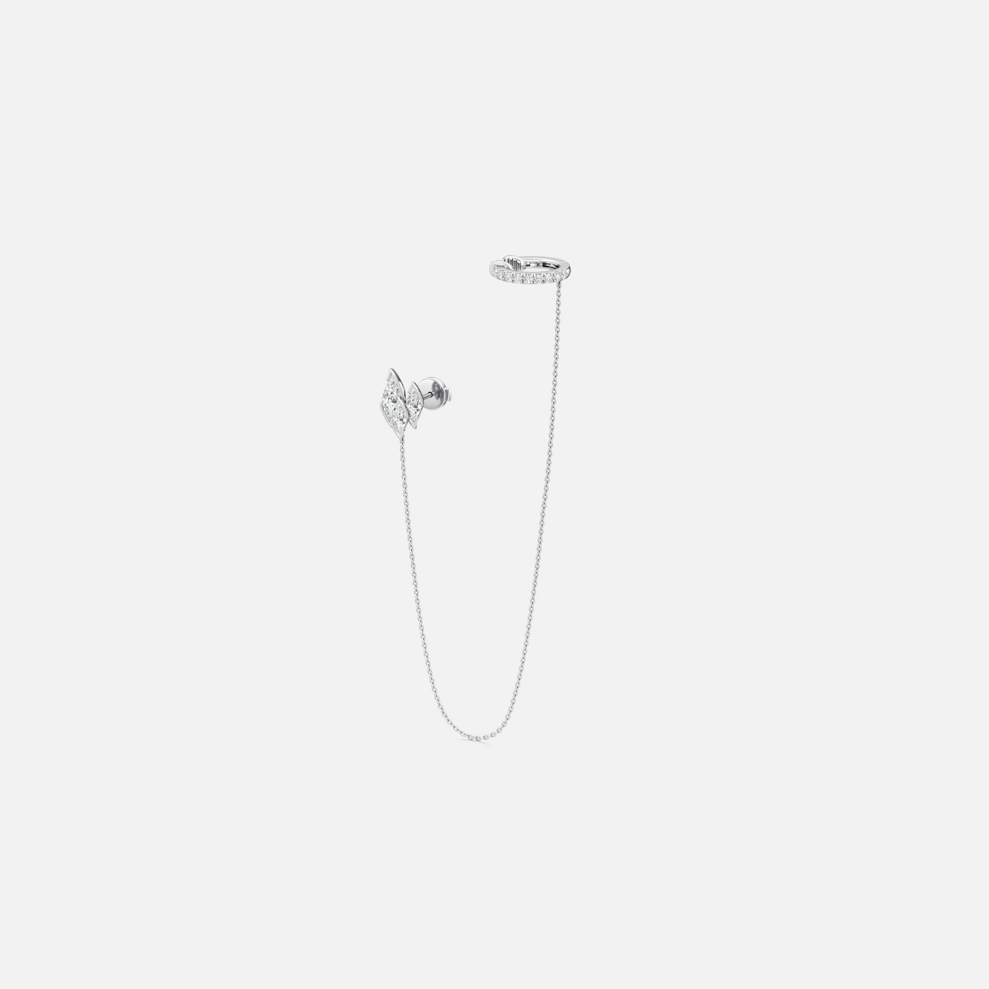 Flame Diamond Single Chain Cuff Earring