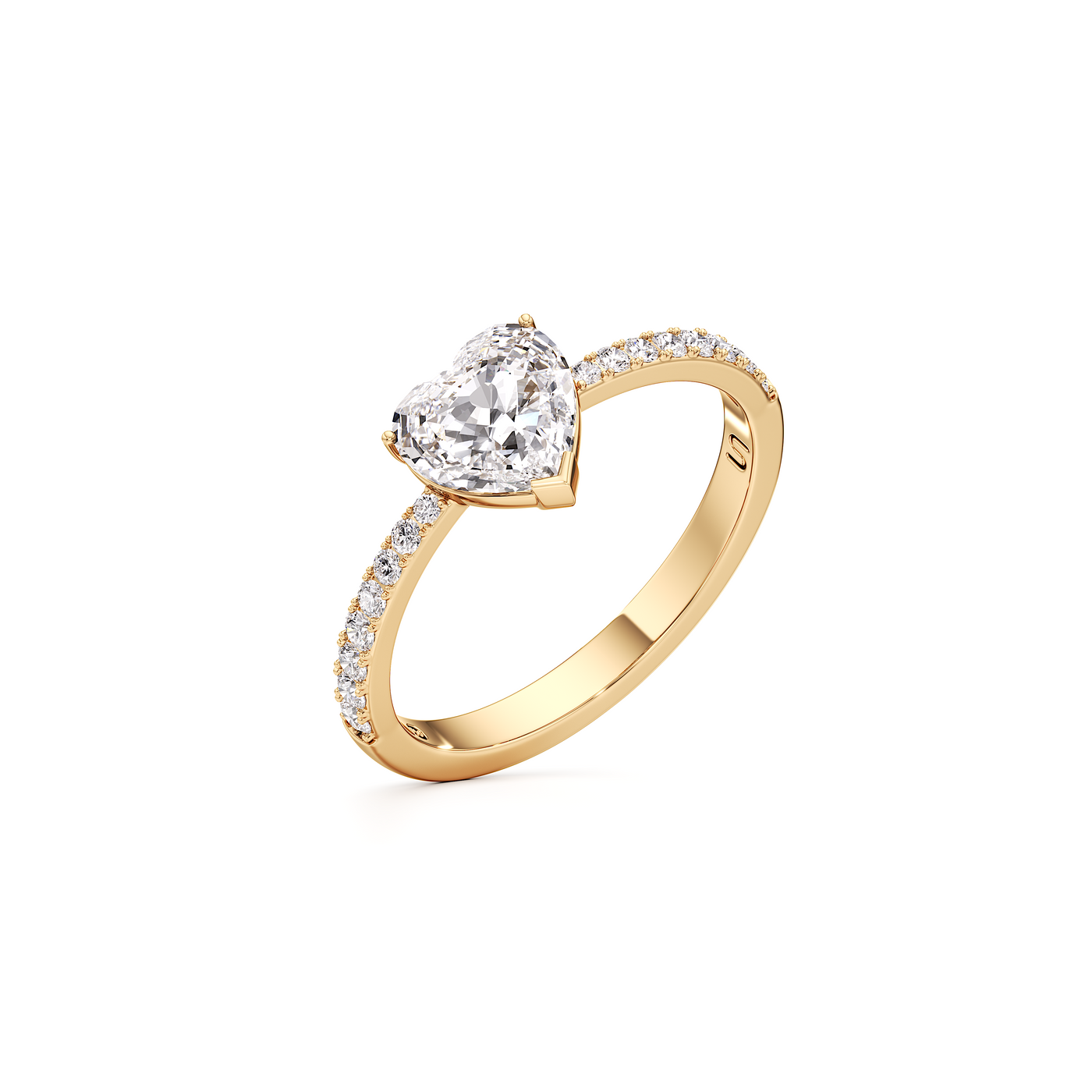 Whirlwind Solitaire Heart Pavé Ring Small