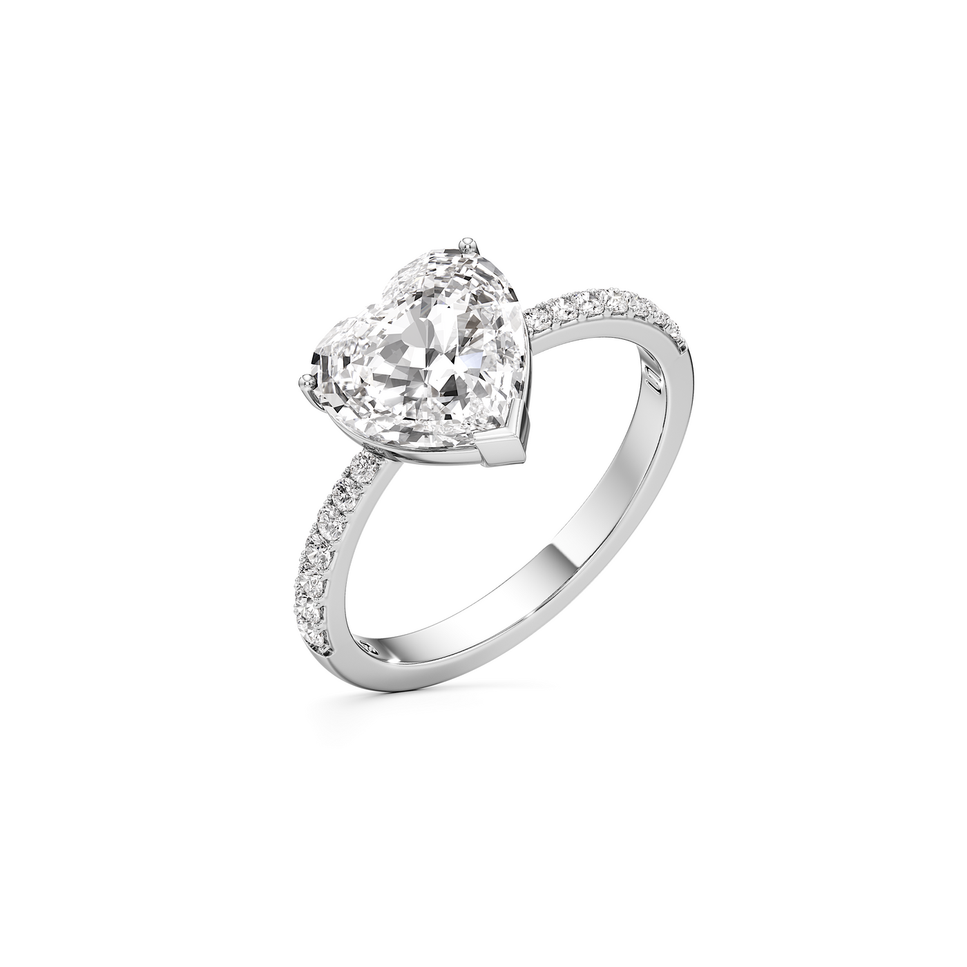 Whirlwind Solitaire Heart Pavé Ring Large