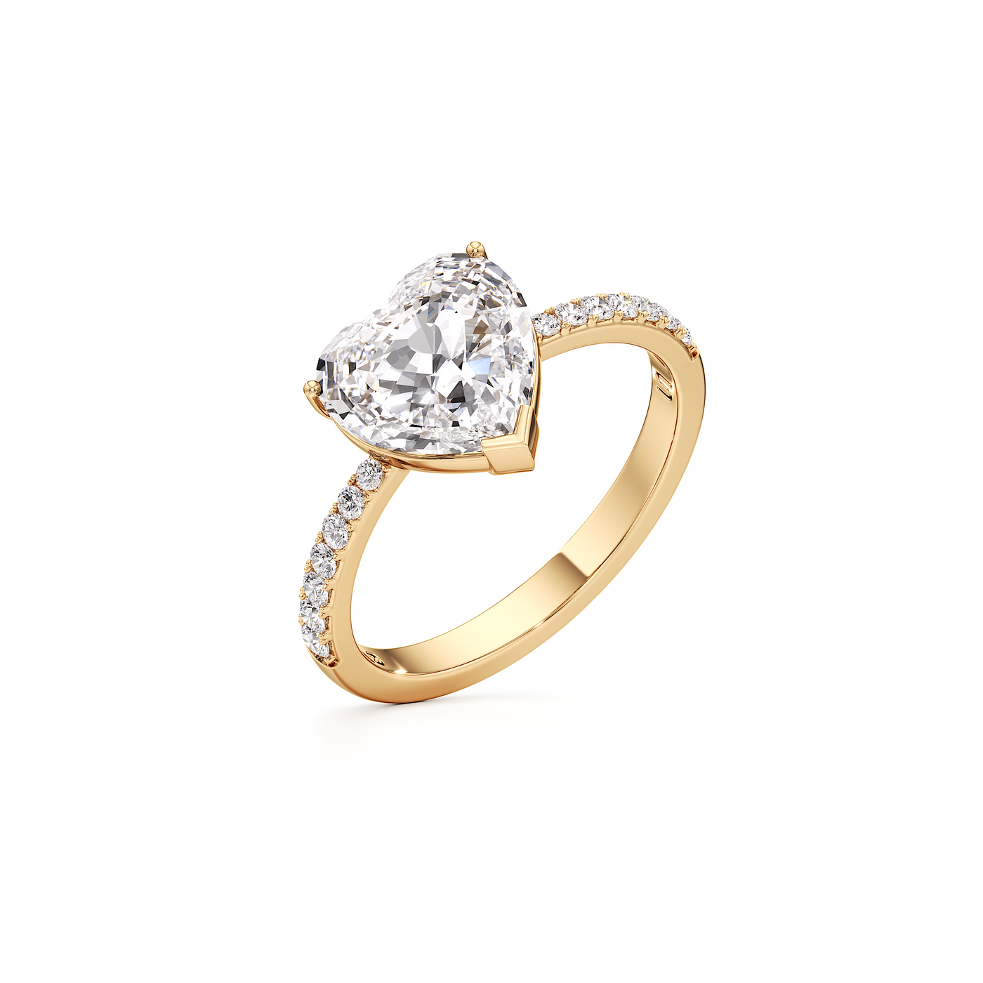 Whirlwind Solitaire Heart Pavé Ring Large