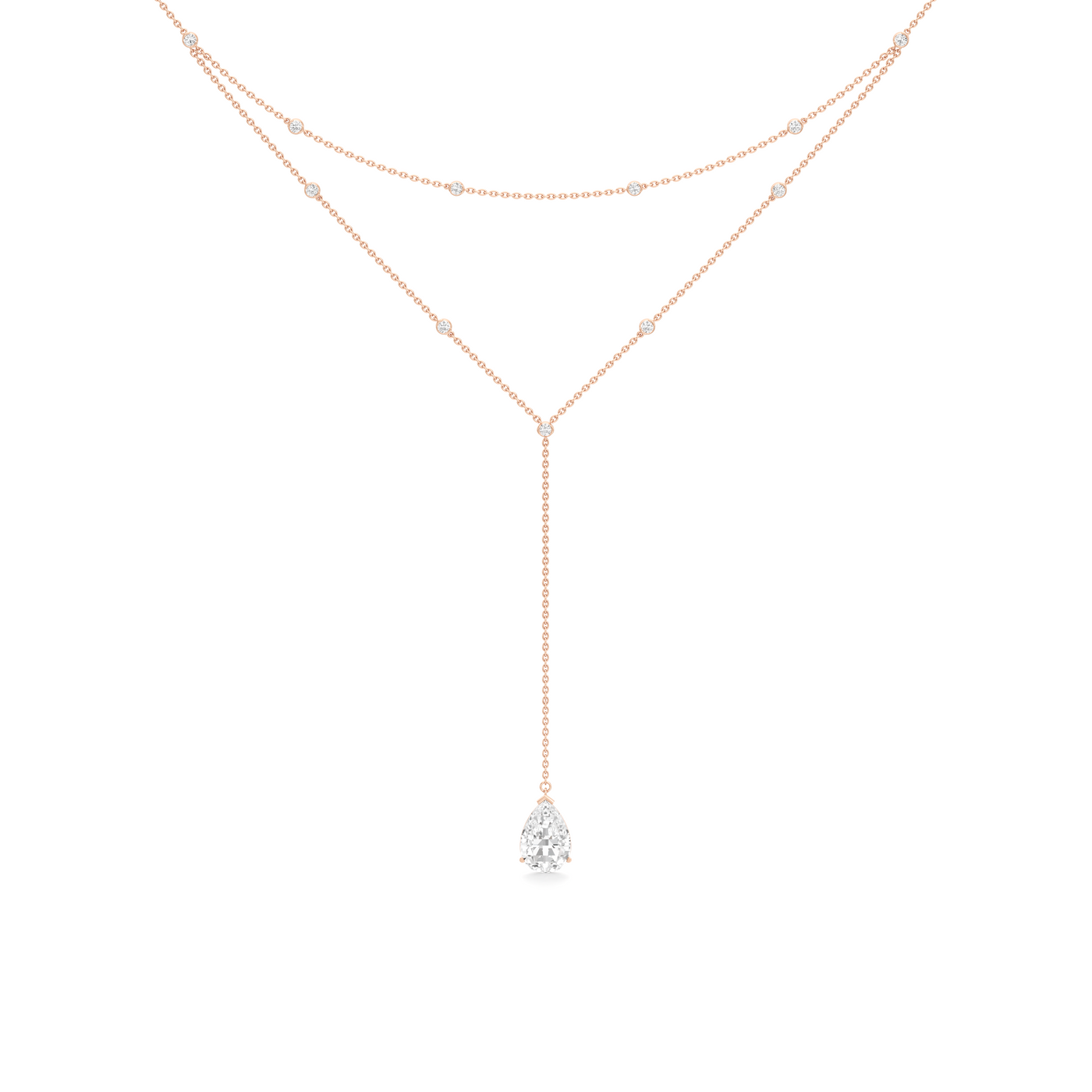 Tear Diamond Layered 'Y' Necklace