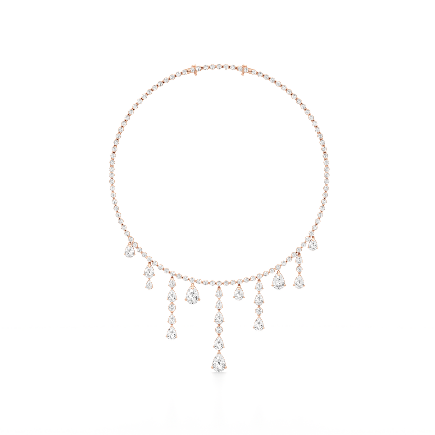 Tear Diamond Cascade Necklace