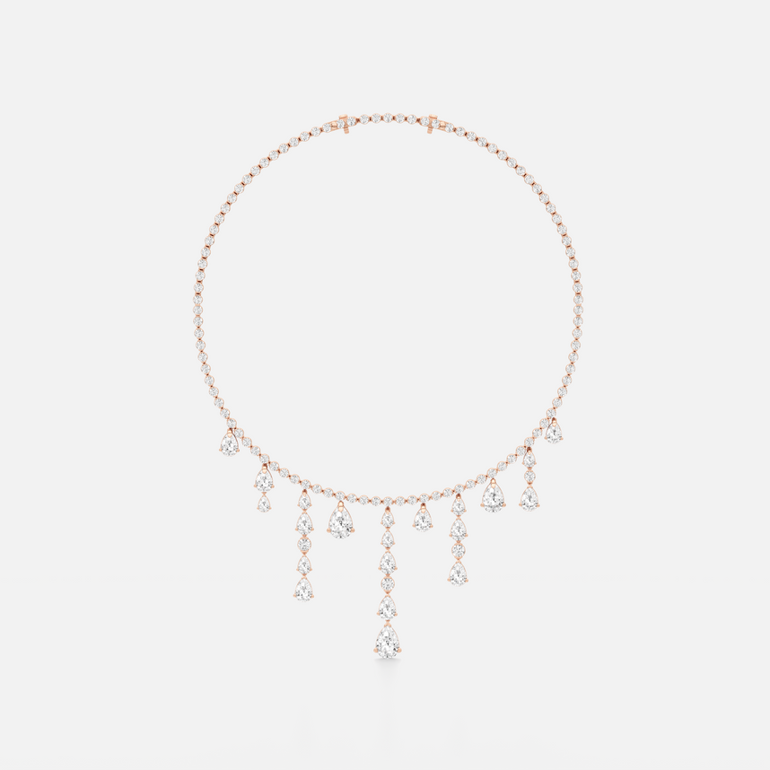 Tear Diamond Cascade Necklace