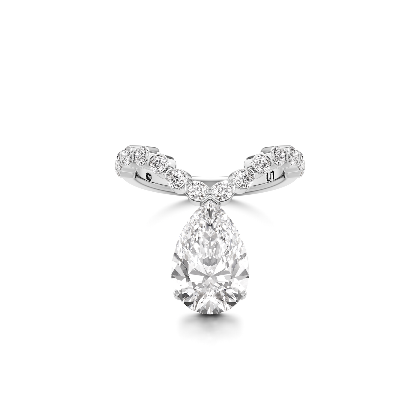 Tear Diamond Pavé Curve Ring Large