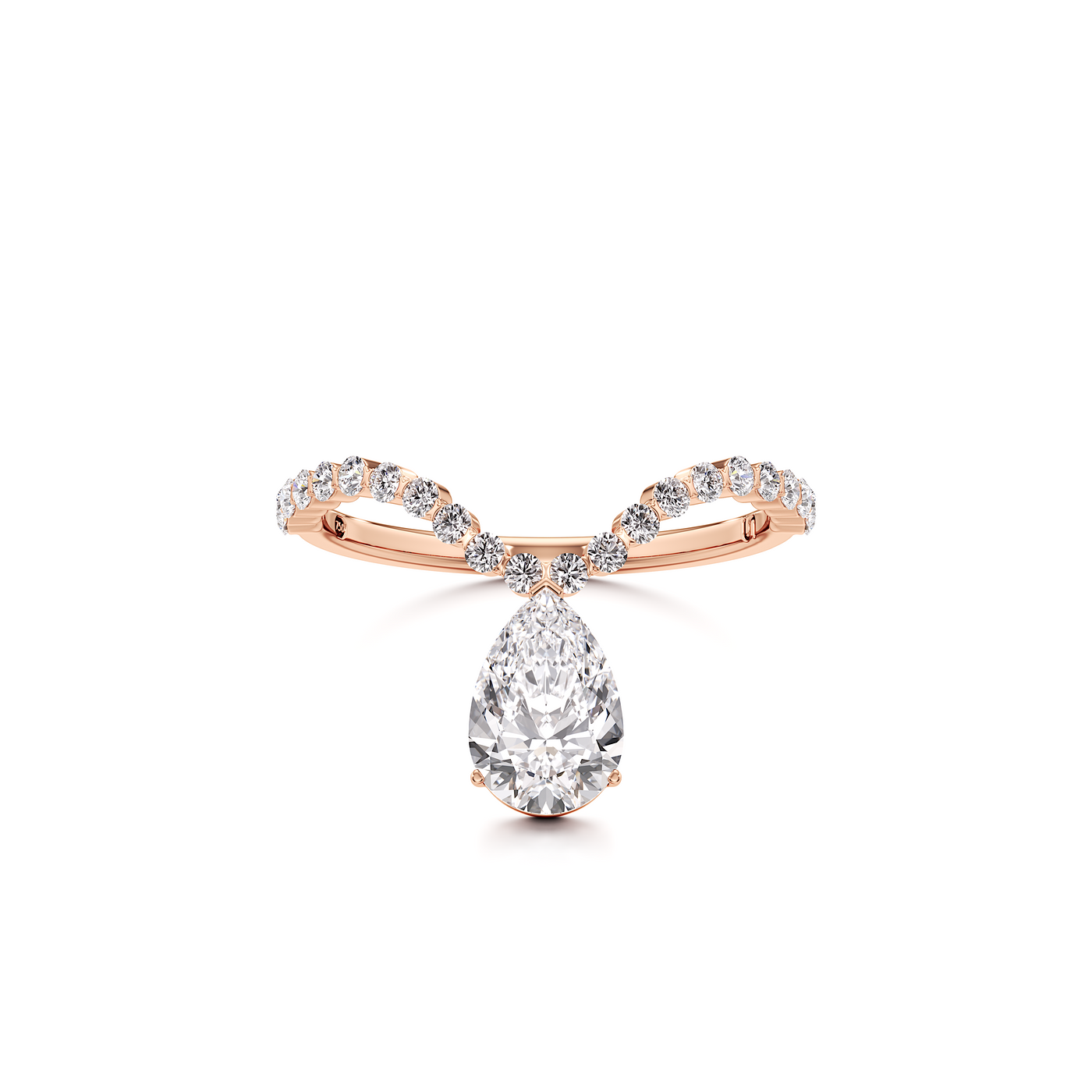 Bague Tear Curve pavée de diamants - Petit Modèle