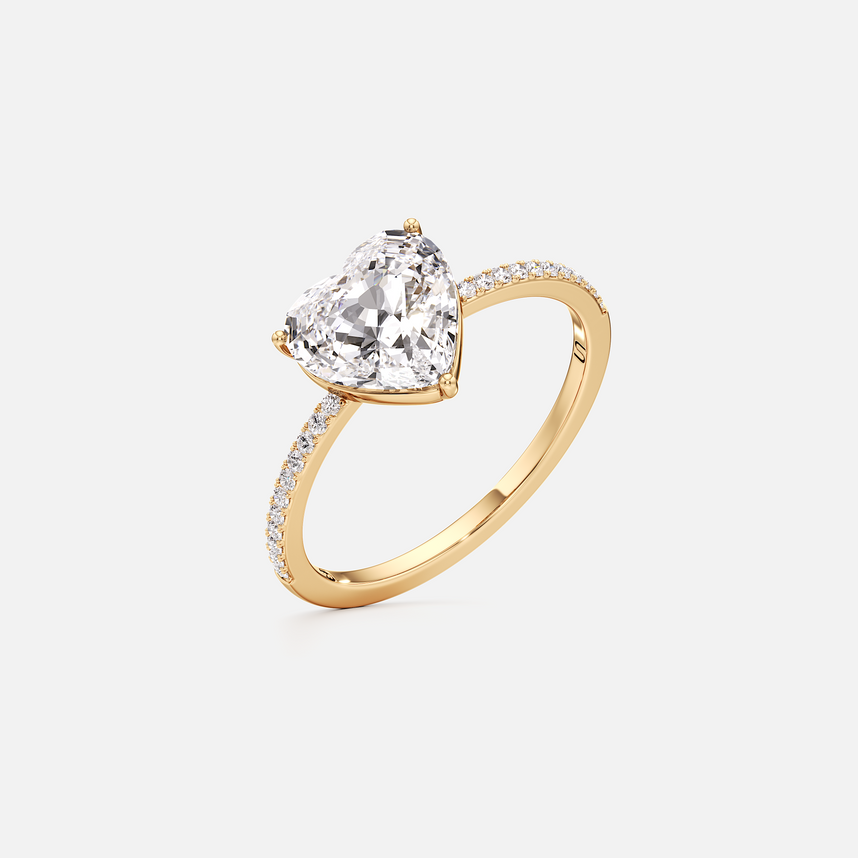 Whirlwind Solitaire Heart Pavé Ring