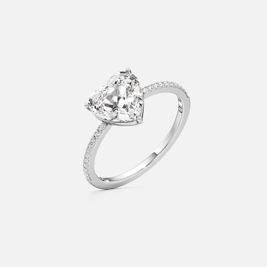 Whirlwind Solitaire Heart Pavé Ring