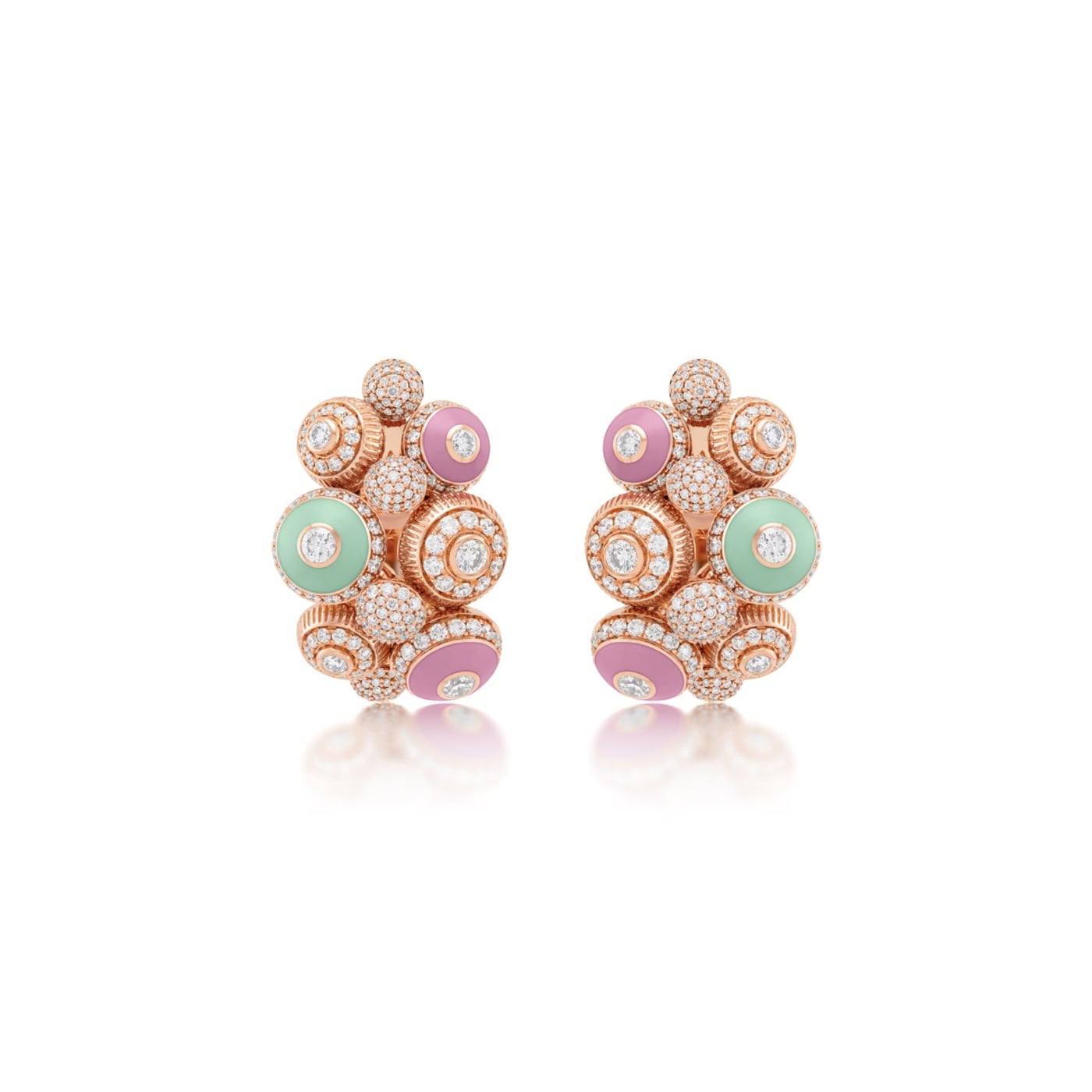 Poetry in Motion Symphony Pink-Green Earrings
