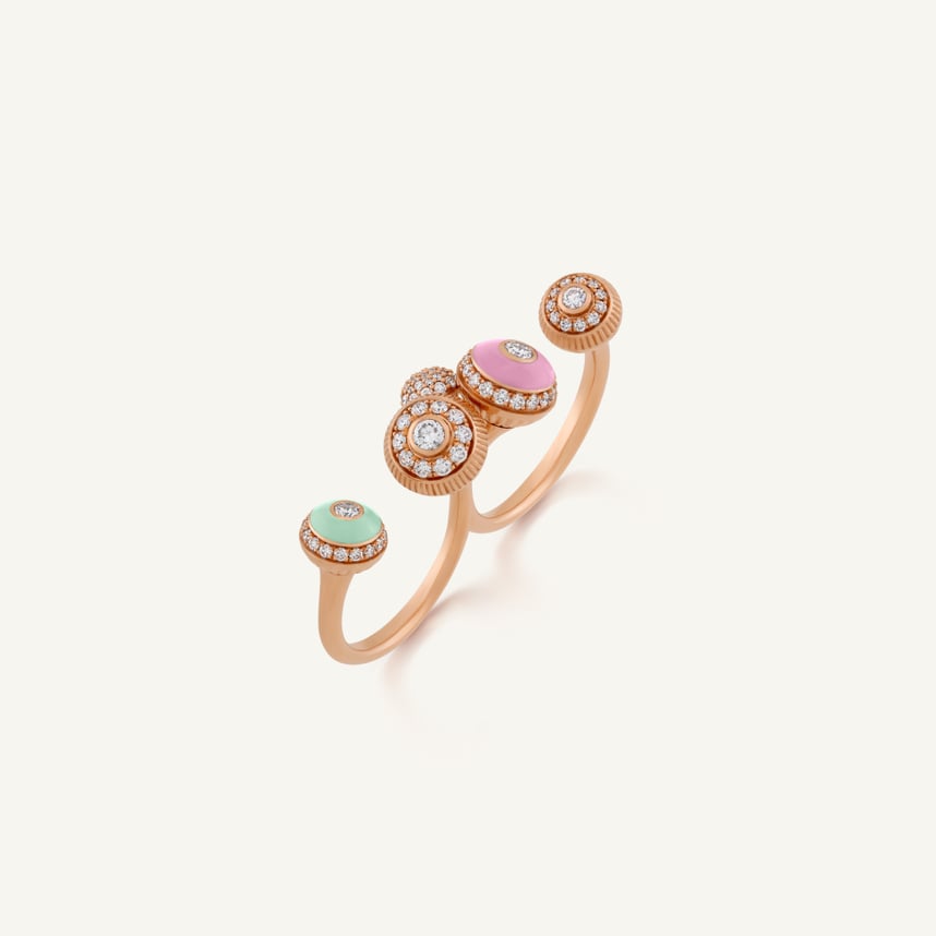 Poetry in Motion Pink-Green Two-Finger Ring