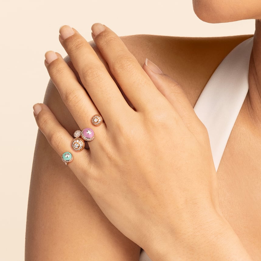 Poetry in Motion Pink-Green Two-Finger Ring