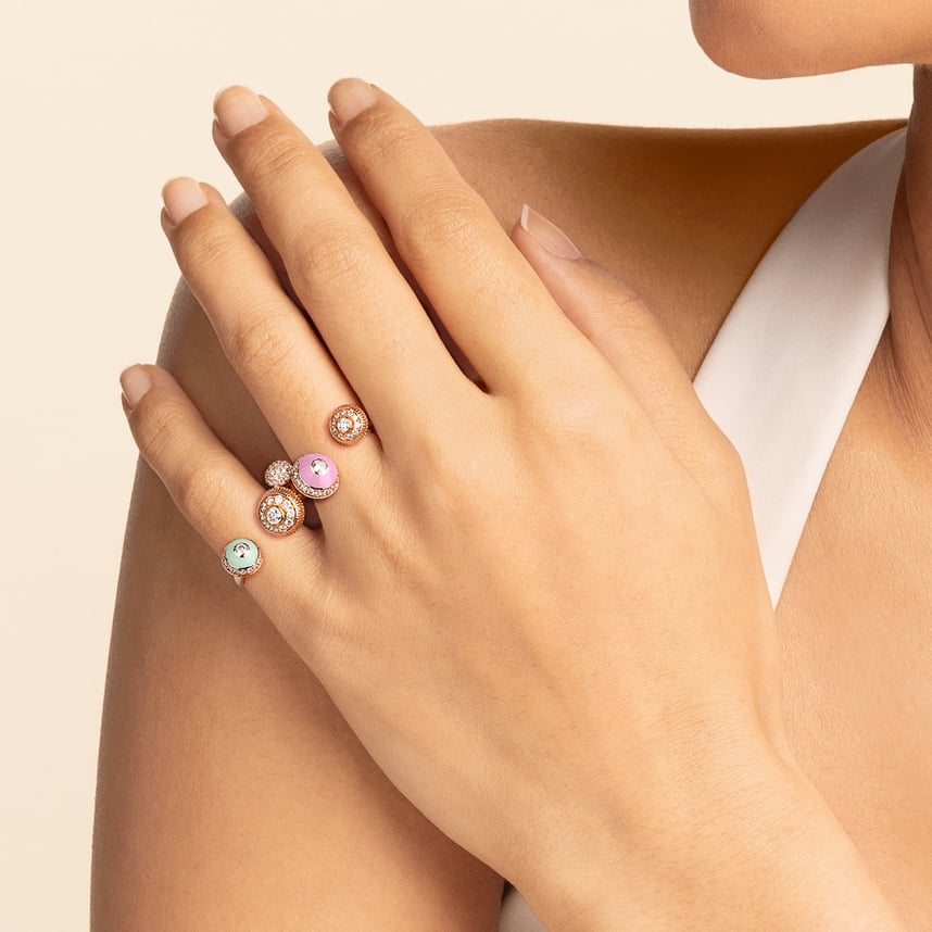 Poetry in Motion Pink-Green Two-Finger Ring