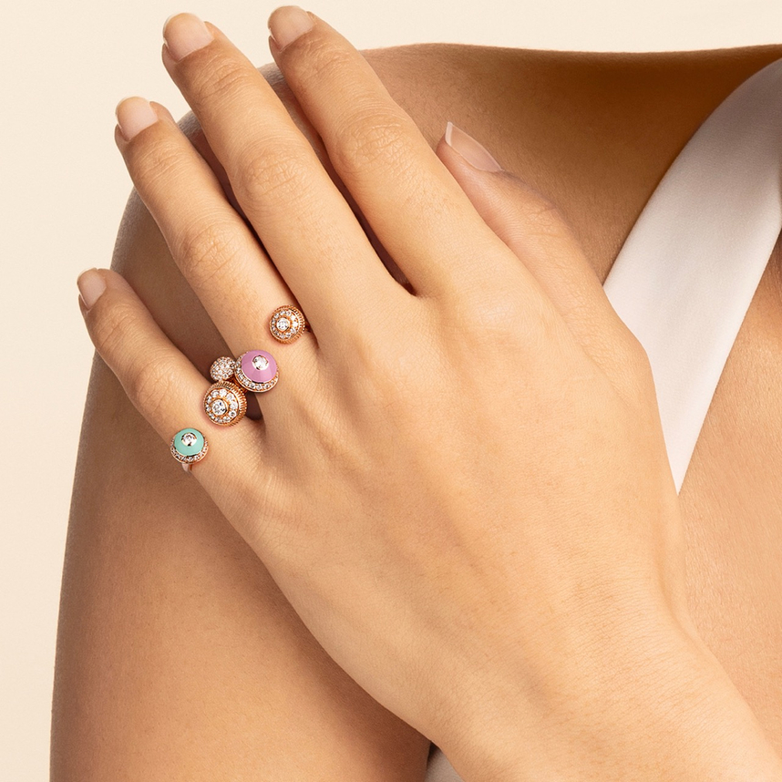 Poetry in Motion Pink-Green Two-Finger Ring