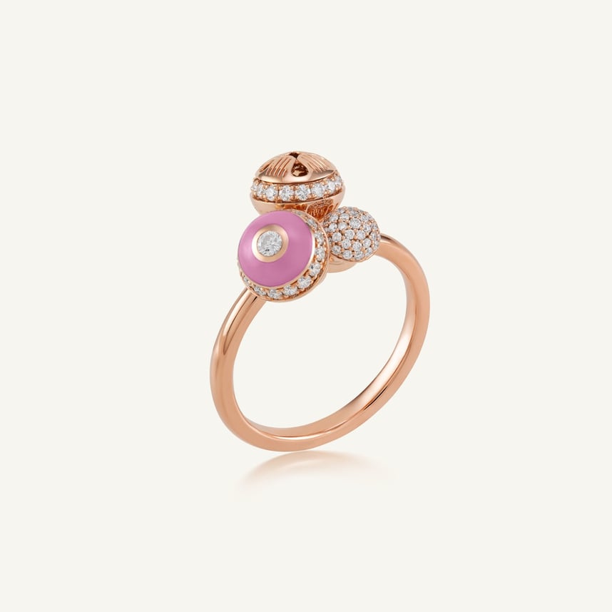Poetry in Motion Pink Cluster Stackable Ring