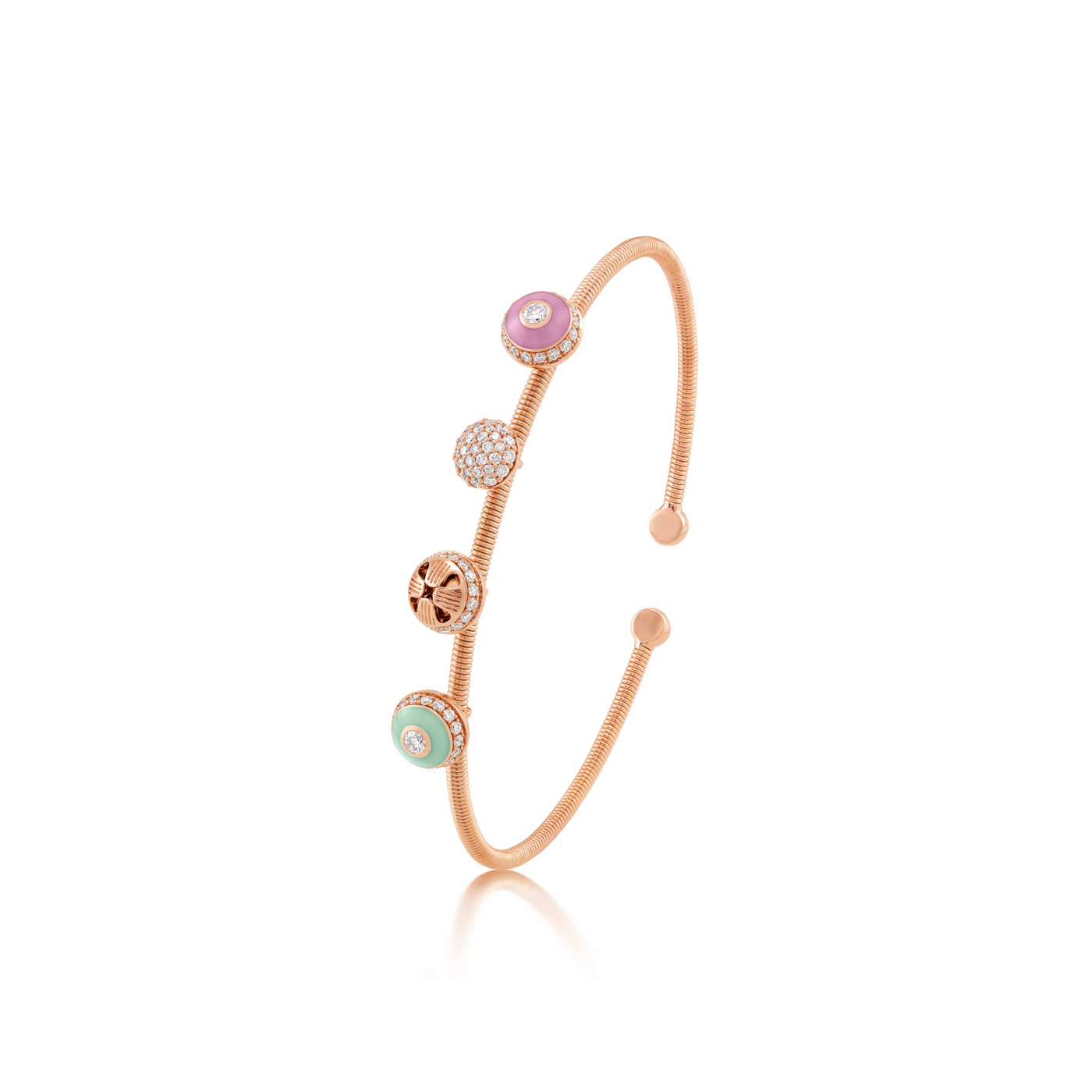 Poetry in Motion Pink-Green Stackable Series Bangle