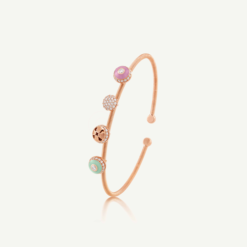 Poetry in Motion Pink-Green Stackable Series Bangle