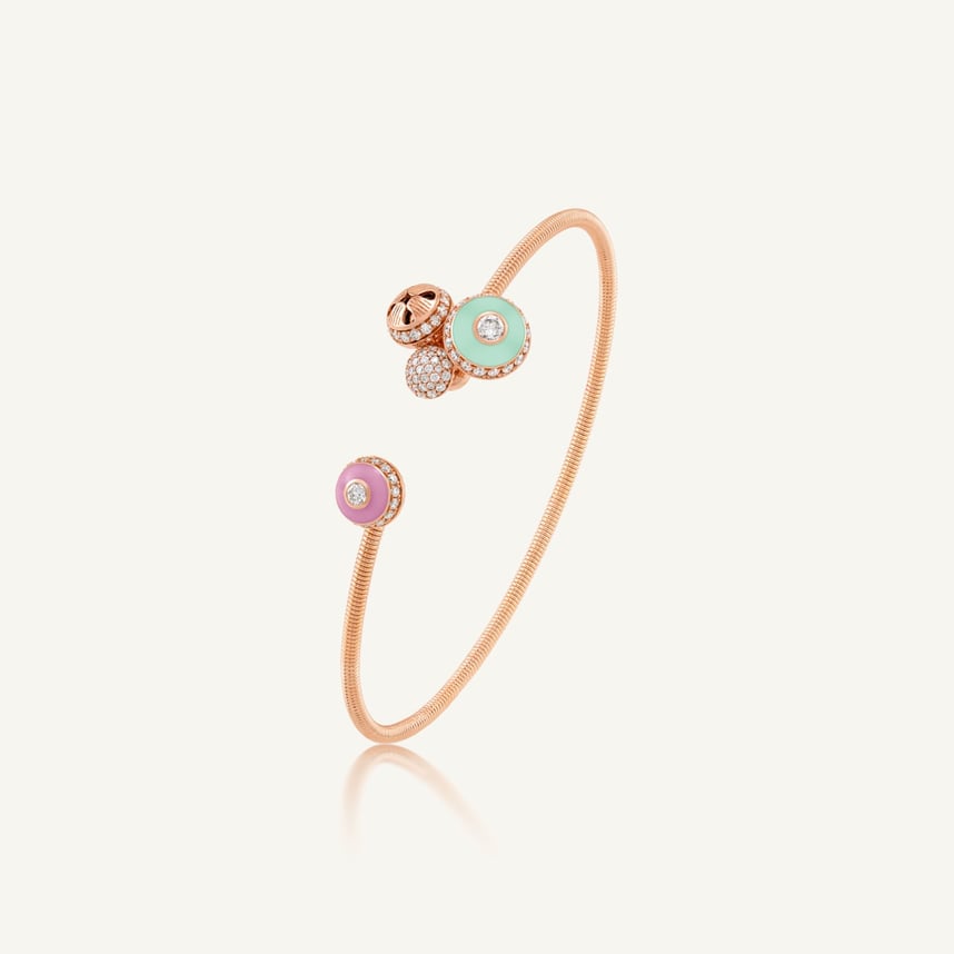 Poetry in Motion Pink-Green Stackable Cluster Bangle