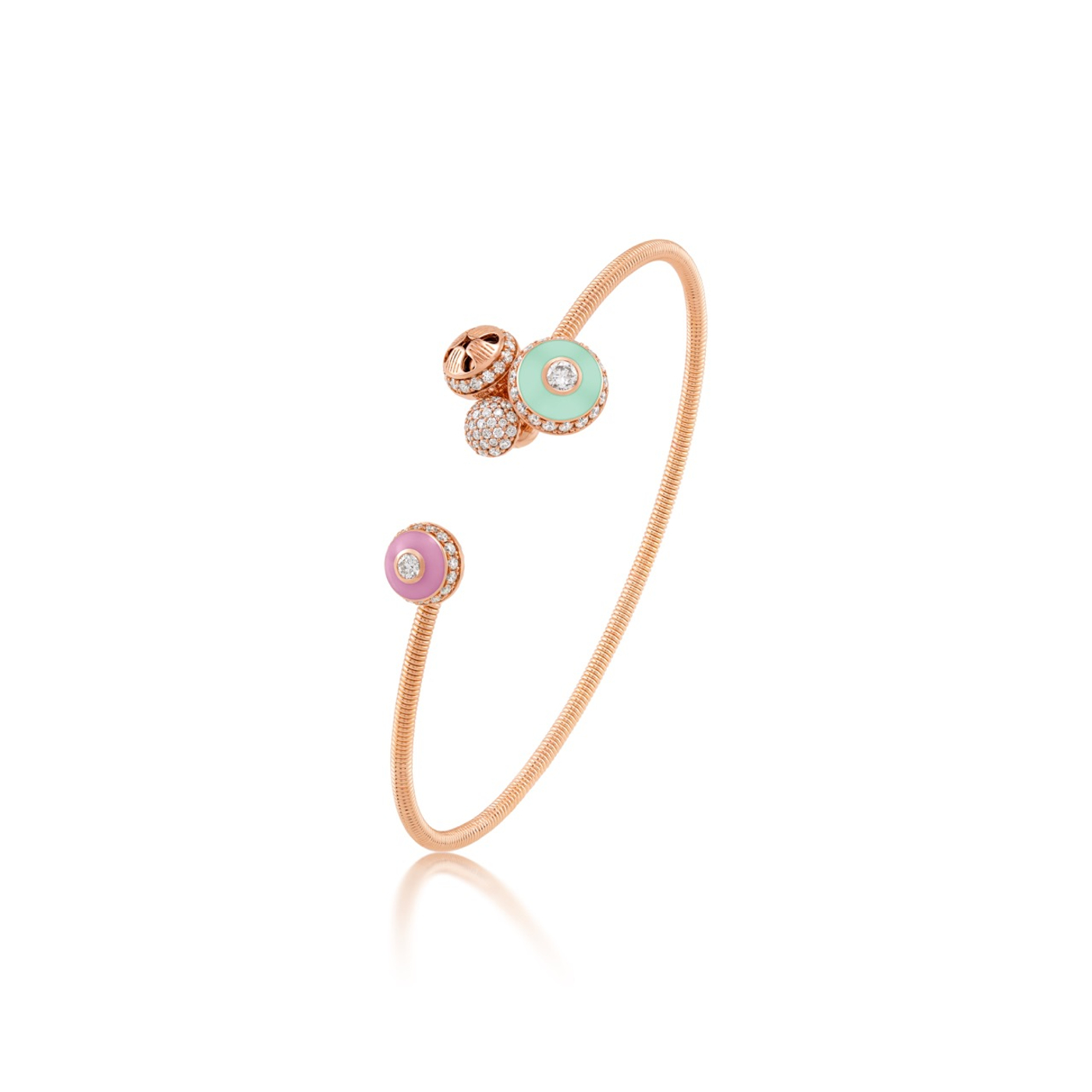 Poetry in Motion Pink-Green Stackable Cluster Bangle