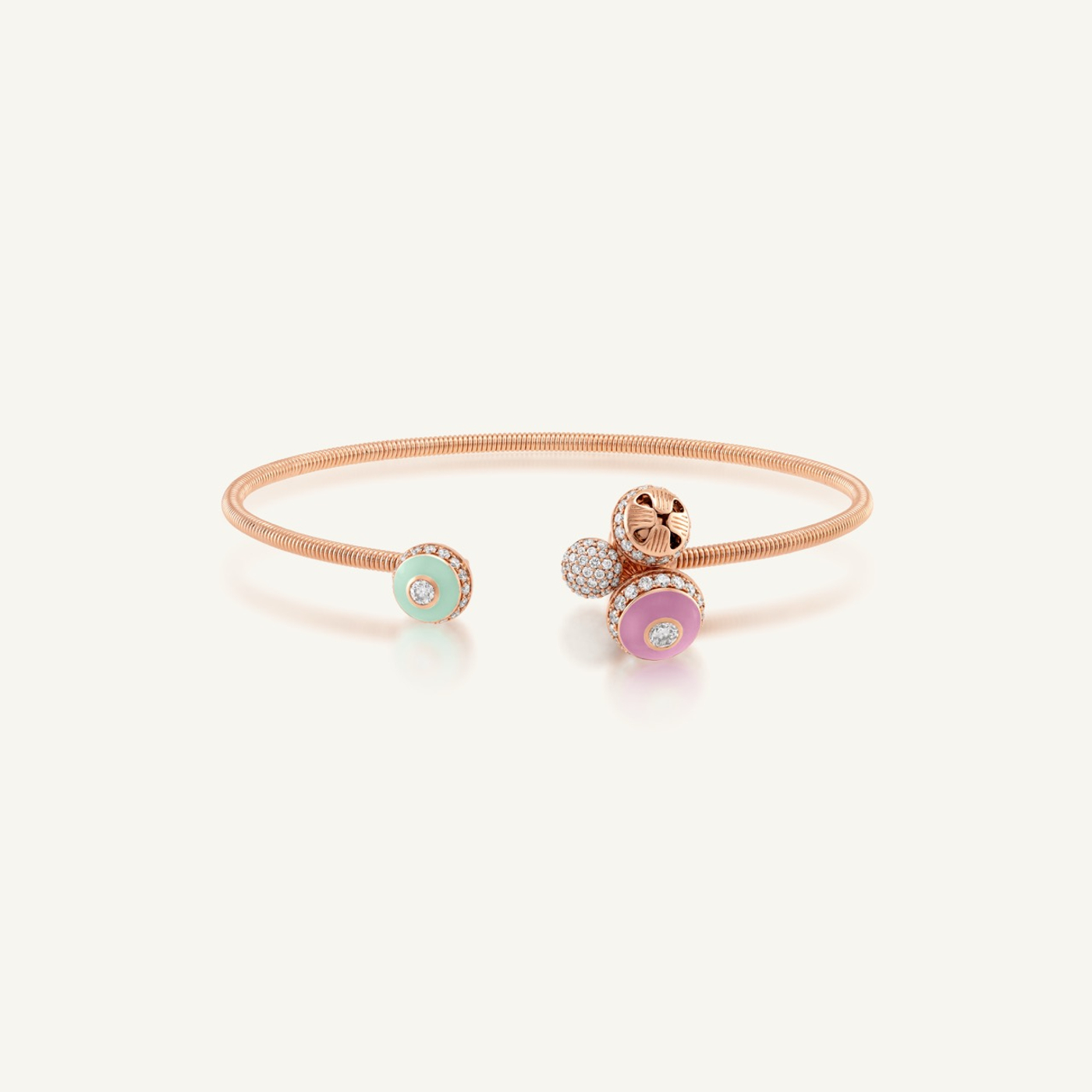 Poetry in Motion Pink-Green Stackable Cluster Bangle