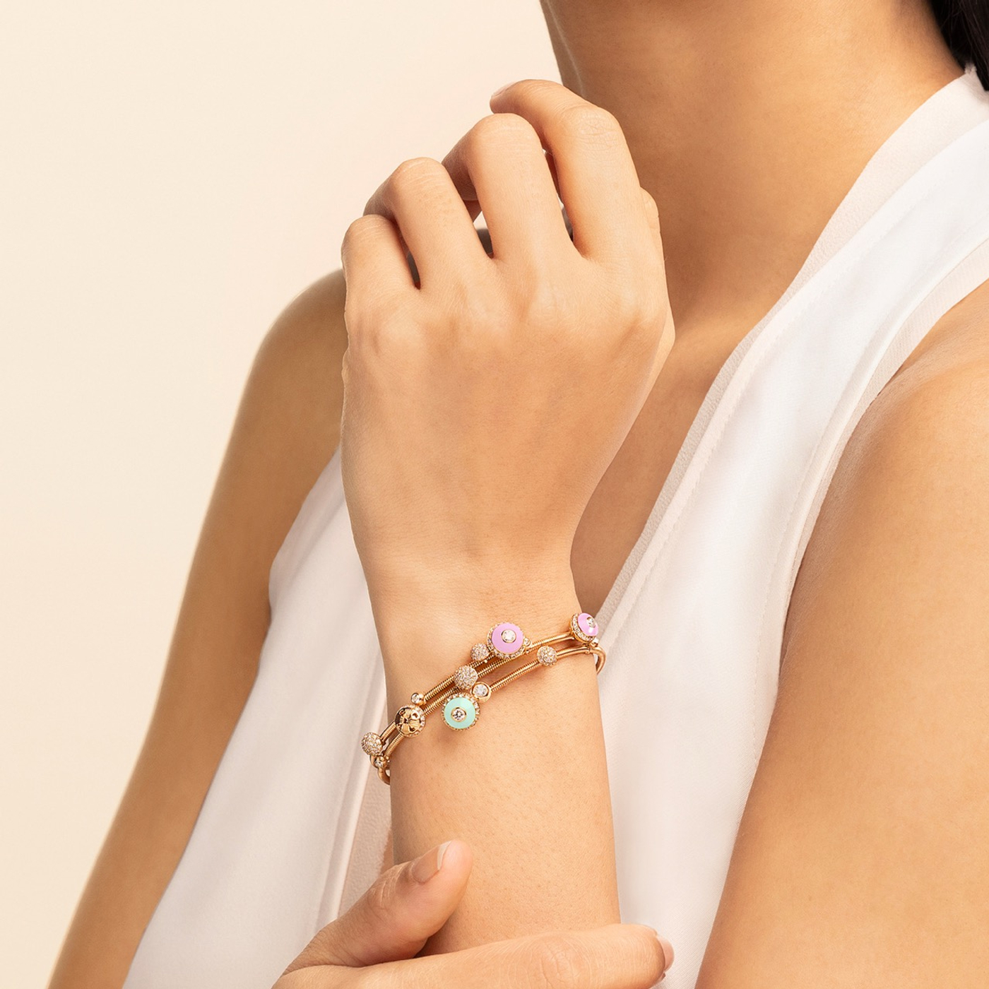 Poetry in Motion Cadence Pink-Green Wrap Bangle
