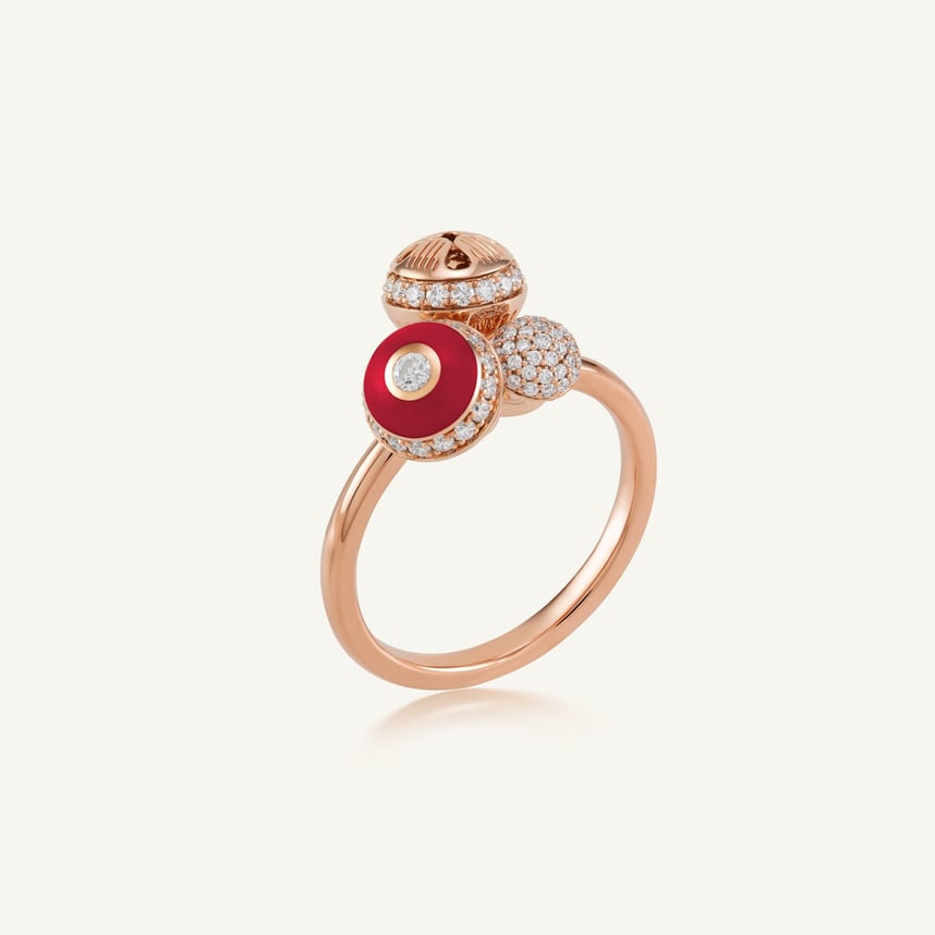 Poetry in Motion Red Cluster Stackable Ring