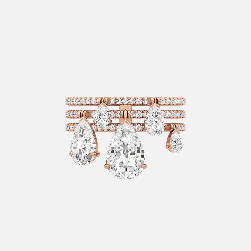 Tear Diamond Waterfall Ring