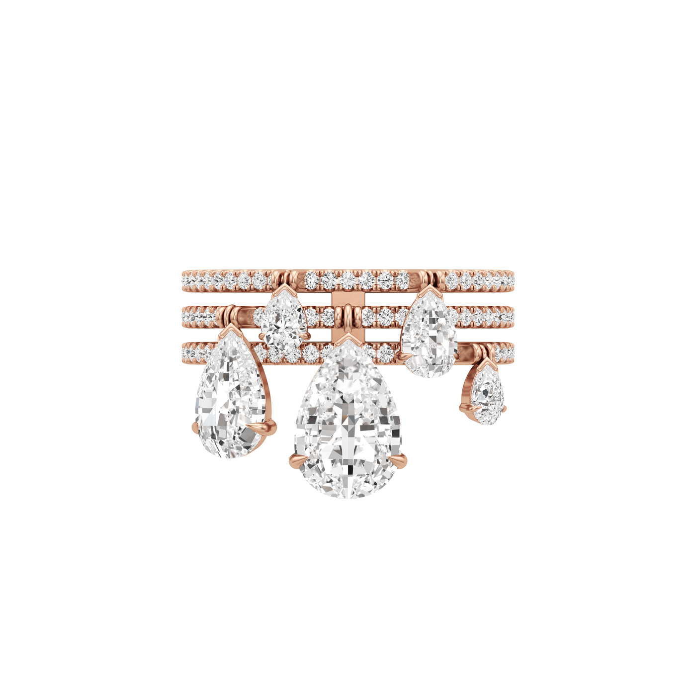 Tear Diamond Waterfall Ring