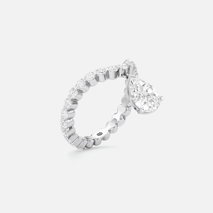 Tear Diamond Curve Ring