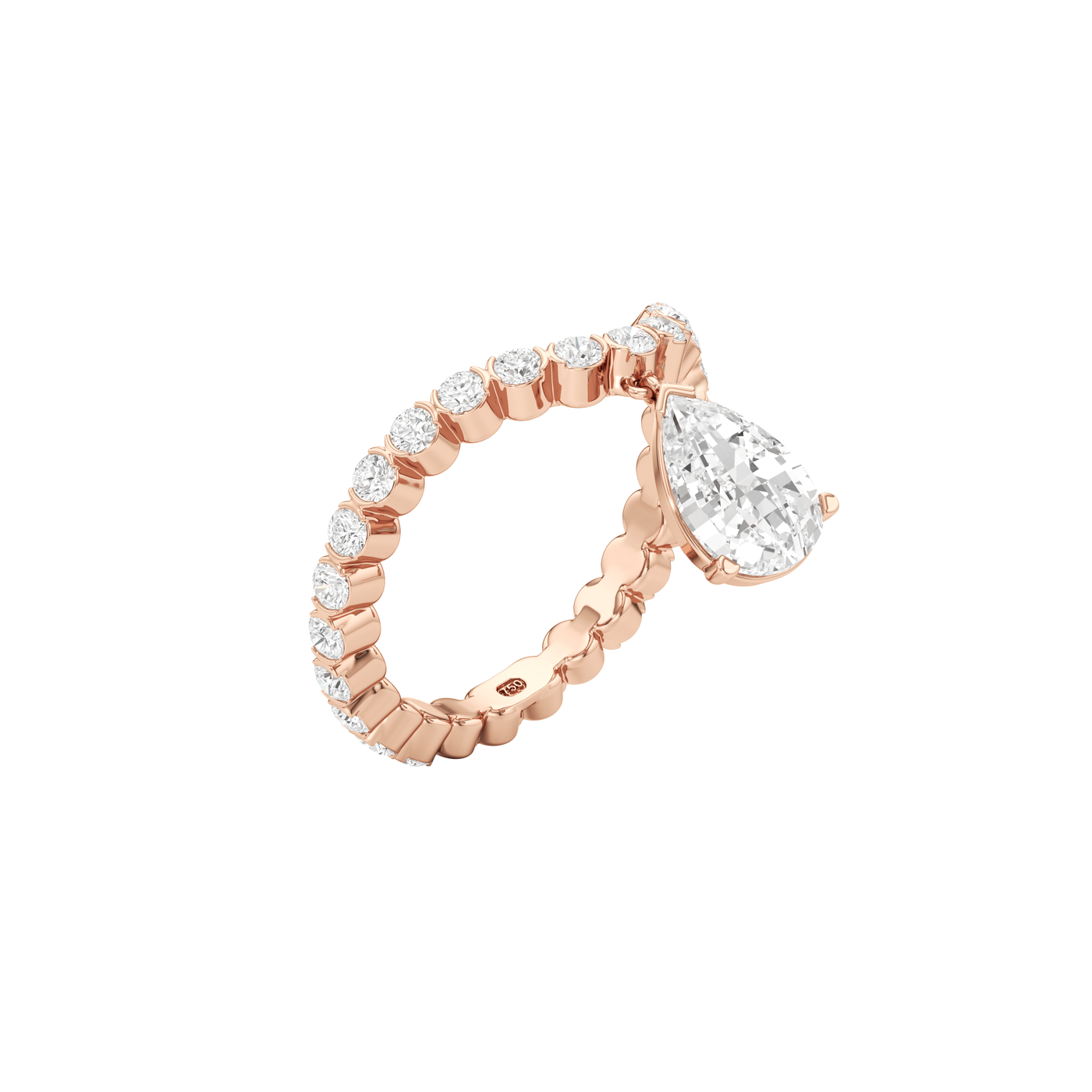 Tear Diamond Curve Ring