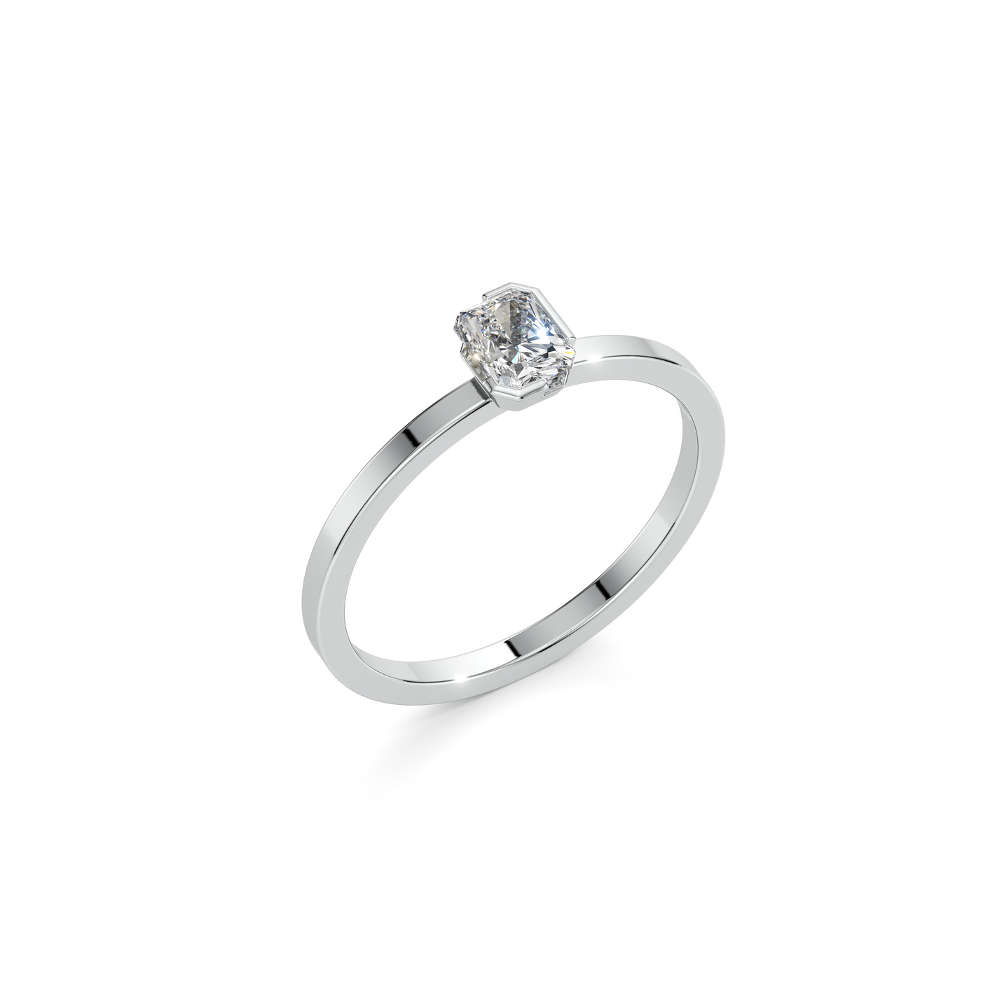 Meta Diamond Radiant Solitaire Ring